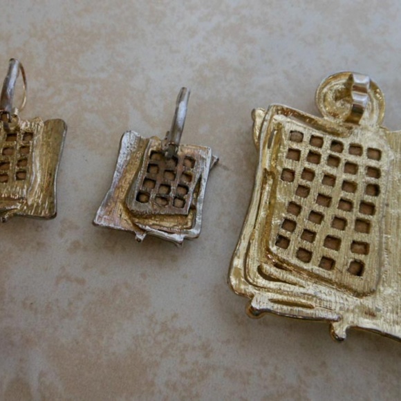 Vintage Pony Hair On Hide Demi Parure Set Jewelry - Picture 4 of 7